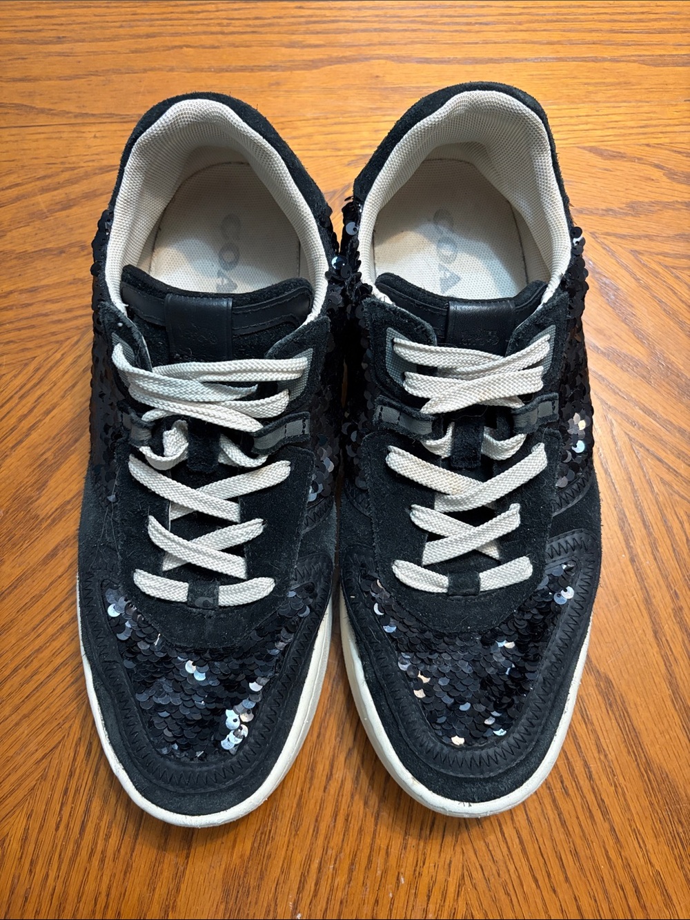 COACH Citysole Court Black Sequin Suede Sneakers G5506 Women's Size 10B
